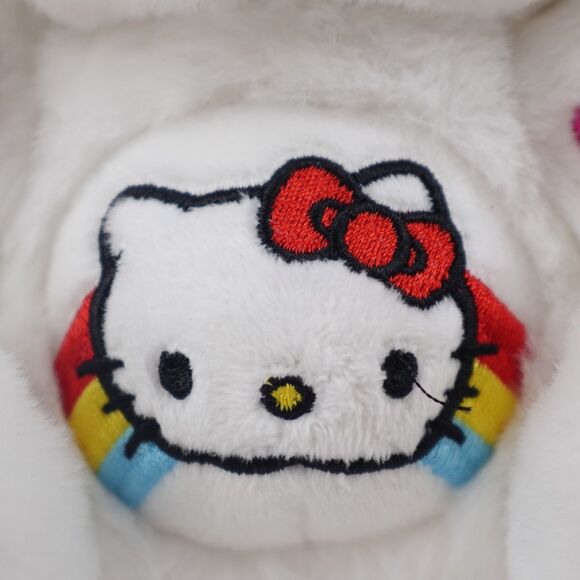 Hello Kitty Care Bears Plush Collab Cross-over Cheer Bear White Red Bow Whiskers - Picture 11 of 14